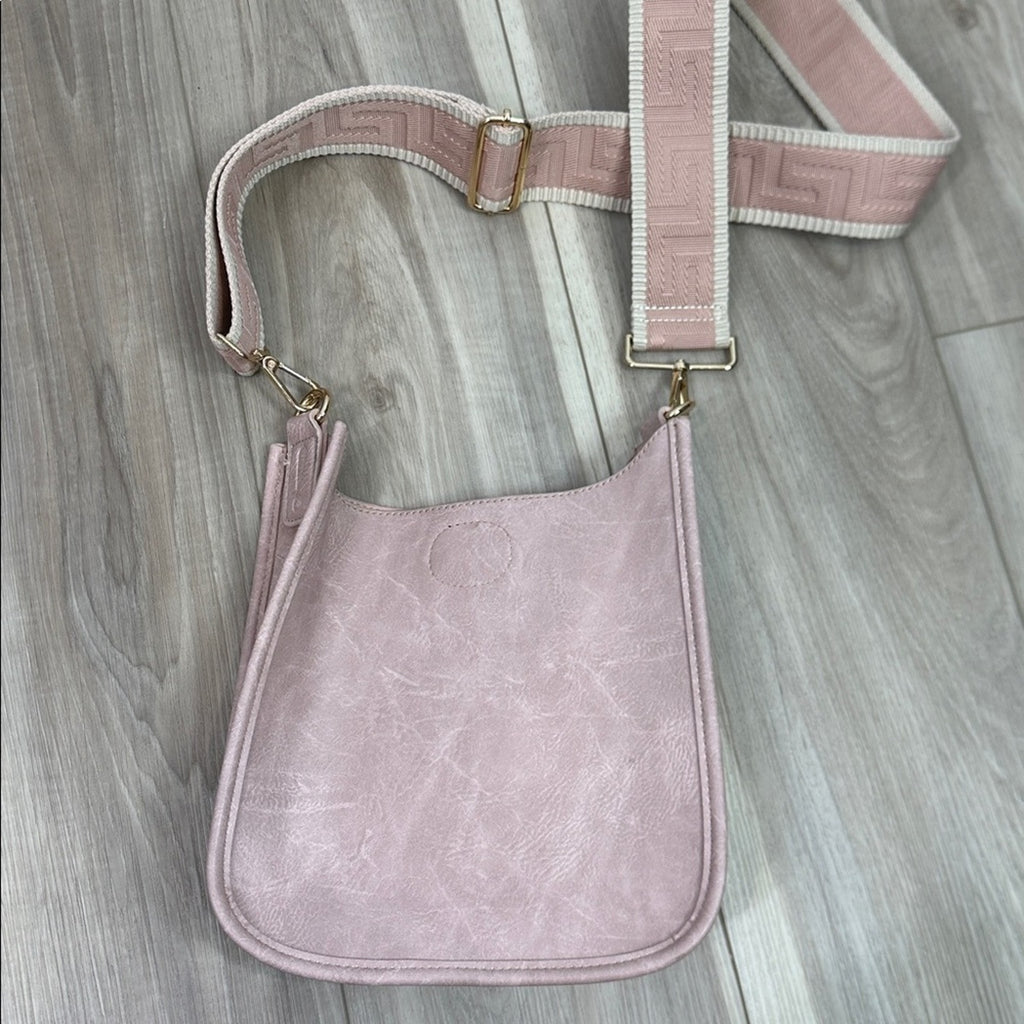 Ahdorned blush pink vegan leather crossbody messenger bag