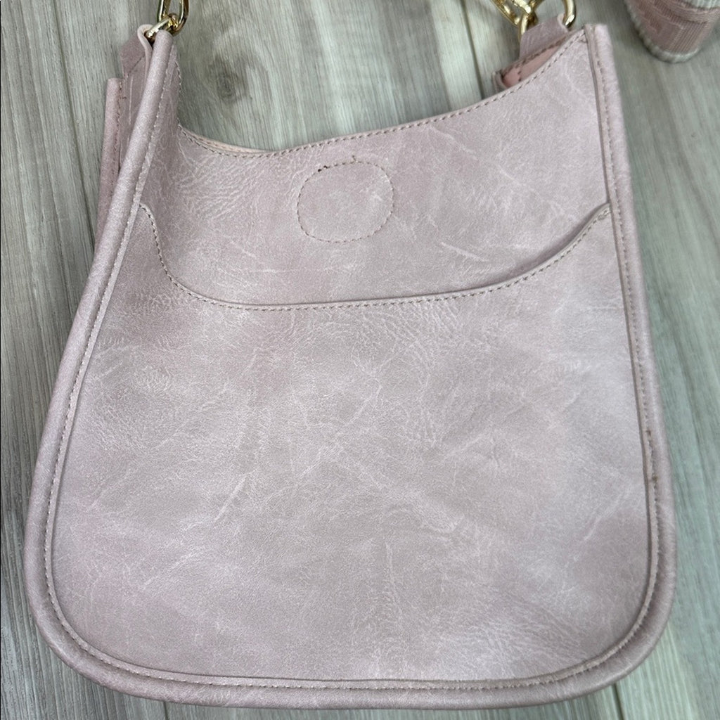 Ahdorned blush pink vegan leather crossbody messenger bag