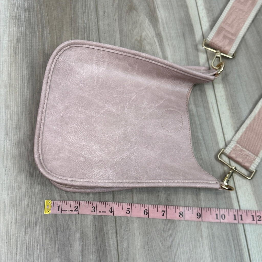 Ahdorned blush pink vegan leather crossbody messenger bag