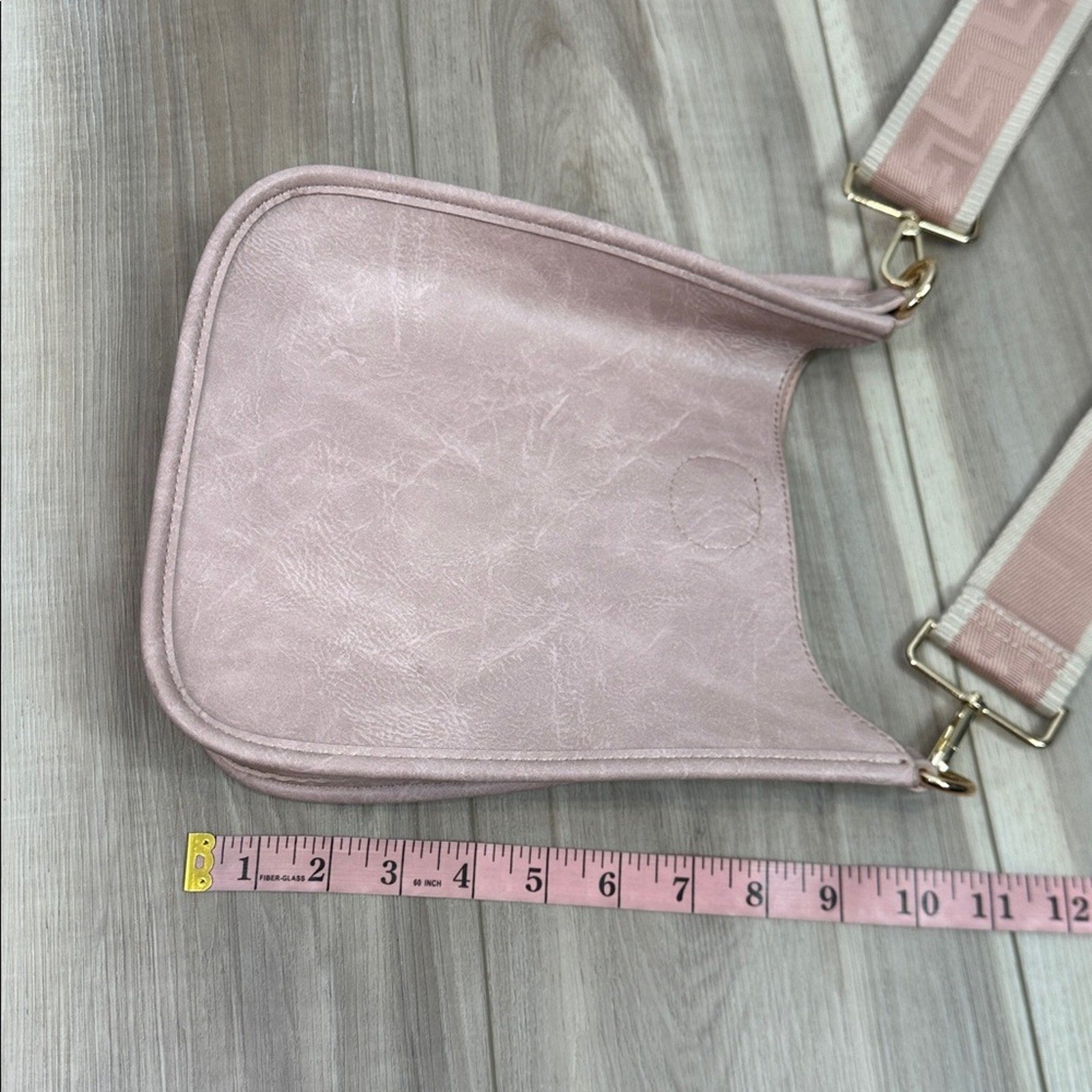 Ahdorned blush pink vegan leather crossbody messenger bag