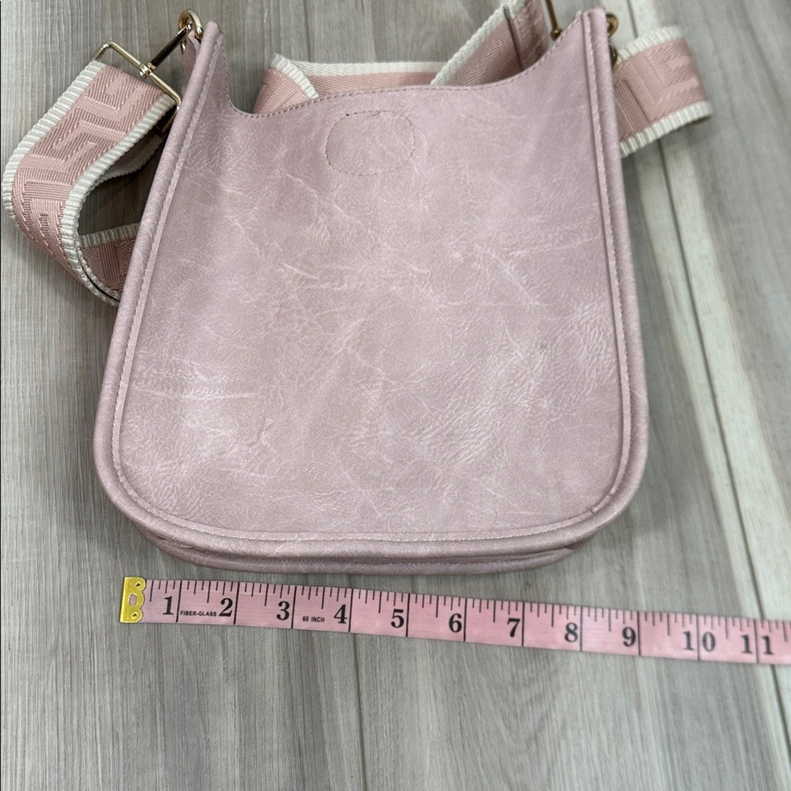 Ahdorned blush pink vegan leather crossbody messenger bag