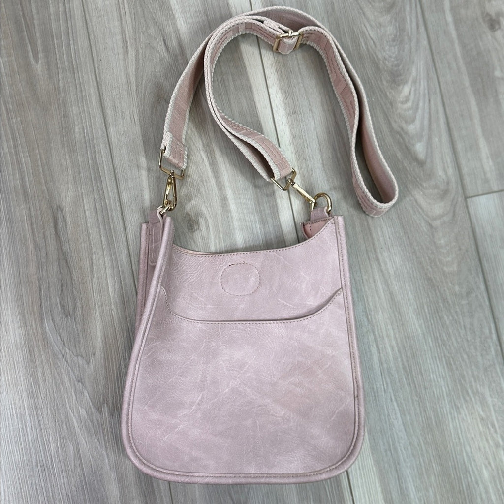 Ahdorned blush pink vegan leather crossbody messenger bag